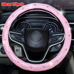 Steering Wheel Covers Car Pink Red Cover 37-38cm Bling Protector With Rhinestone Case Decoration Interior Accessories