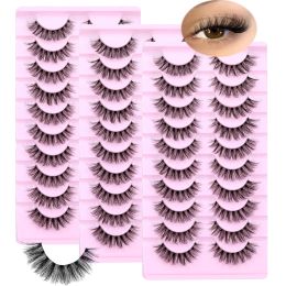 30Pairs/3Pack Fluffy False Eyelashes Wispy Lashes 3D Volume Strip Lashes D Curl Fake Eyelashes with Clear Band Eye Lashes