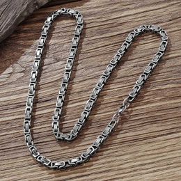 Chains MKENDN Punk Vintage Men Stainless Steel 6MM Byzantine Curb Cuban Link Chain Necklace For Men Women Unisex Hip-hop Jewellery Gifts d240509