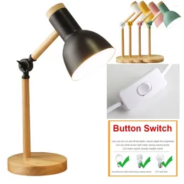 Table Lamps Wooden LED Turn Head Simple Bedside Desk Light Eye Protection Reading Bedroom Study Lamp For Desktop Decoration