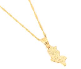 Tunisie Map Pendant Chain Yellow 24K Gold Colour Jewellery Tunisia Women Girl Tunisienne Gift8718948