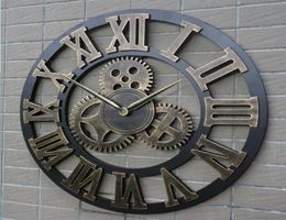 Retro Industrial Gear Wall Clock Decorative Hanging Clock Roman Numeral Wall Decor Quartz Clocks Home Decor8116422