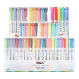 10/15/20/25 Colors Double Headed Fluorescent Pen Creative Highlighters Art Marker Pens School Supplies Cute Kawaii Stationery 240425