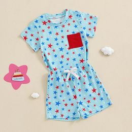 Clothing Sets 4th Fourth Of July Toddler Baby Boy Outfit Red White And Blue Short Sleeve T-shirt Shorts Usa Clothes