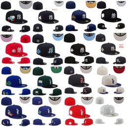 Designer Fashion 48Colors Classic Fitted hat Classic Sport eam Navy Blue Color Baseball Hip Hop Full Closed Caps Chapeau Stitch Heart Hustle Flowers Snapback Hats 7-8