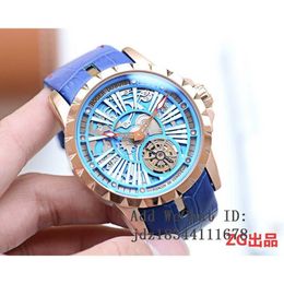 Designer Luxury Watches for Mens Mechanical Automatic Roge Dubui Excalibur King Series Single Flying Tourbillon 46mm Dial Trendy Fashion Watch