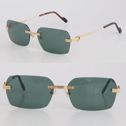 Latest Fashion Metal Large Square Styles Rimless Sunglasses 18K Gold Male and Female Sun Glasses Luxury Protection Eyeglasses Fashion d 309N