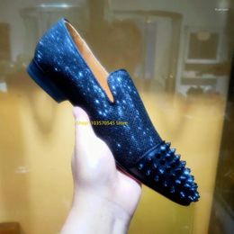 Casual Shoes Style Rivet Sequin Men's Fashionable And Trendy Genuine Leather Color Single Shoeses