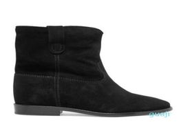 Women Genuine Black Leather Isabel Crisi Suede Ankle Boots New Classic Marant Fashion Show Pop Booties Shoes4305505