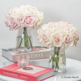Decorative Flowers Moisturising Rose Simulation Bouquet High-End Artificial Flower Home Decoration Living Room Dining Table Ornaments Po