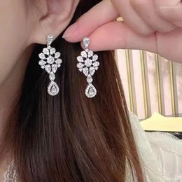 Dangle Earrings Valuable Lab Diamond 925 Sterling Silver Party Wedding Drop For Women Promise Engagement Jewellery Gift