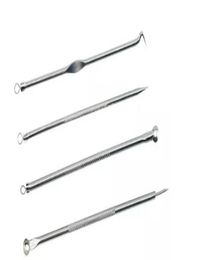 4Piece Blemish Extractor Set Stainless steel Blackhead Pimples Acne Comedone Remover Needle ToolHook Headm Doule EndsStraight N8381471