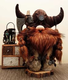 Miniatures Natural Resin Crafts Statue Home Living Room Tabletop Decorated Outdoor Viking Warrior Dwarf Doll Gnome Decor