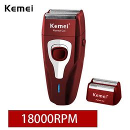 Razors Blades Kemei Electric Cordless Razor Perfect Cutting Double Mens Floating Blade with Popout Trimming Rechargeable KM-1123 Q240508