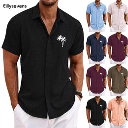 Men's Casual Shirts Cotton Linen For Men Lightweight Long Sleeve Henley Beach Hawaiian T 2024