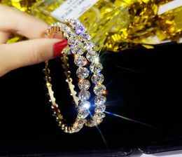 Fashion Hoop Earrings With Rhinestone Circle Earring Simple Big Circle Gold Colour Loop For Women 96 T2284F8952114