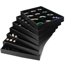 Jewellery Tray Black Velvet Ring Bracelet Necklace Pendant Earring Organiser Holder Jewellery Storage Tray Jewellery Display Stand Box