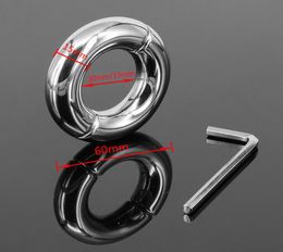 Male Round Extreme Heavy Metal Cock Rings Stainless Steel Ball Stretcher Scrotum Bondage Device Testicle Stretcher Ball Weight Y199223537