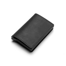 Smart Wallet 2021 Genuine Leather Theft Holder Box Slim Clutch Pop-Up For business Men 2496