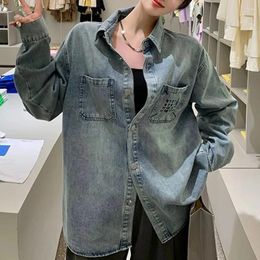 Women's Blouses 2024 Cotton Korean Denim Jacket Women Outerwear Oversized Jeans Jackets Female Vintage Large Size Loose Streetwear Clothes