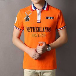 Spring and Summer New Polo Shirt Mens Dutch Football Qatar World Cup Royal Leisure Sports Pure Cotton Embroidery
