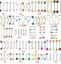 D0923 105 PCS MIX Uv Piercing Jewellery Belly Ring Eye Mix Designs and Colours 14G Stainless Steel Bar 10mm Length8410920