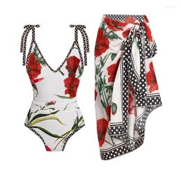 Women's Swimwear 2024 Retro One Piece Swimsuit Women Push Up With Skirt Dress Sexy Bathing Suit Monokini Vintage Bodysuit Beach Wear