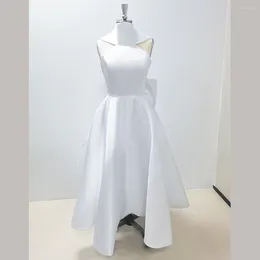 Party Dresses 2024 Halter White A-Line Evening Sleeveless Draped Floor Length Back Simple Wedding Dress For Pretty Women
