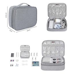 Portable Travel Digital Electronic Accessories USB Data Cable Charger U Disc Polyester Organiser Large Capacity Storage Bag Case B8645902