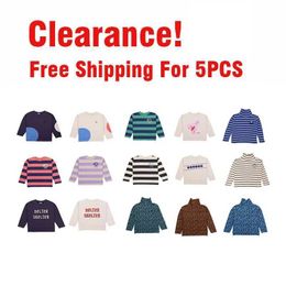 T-shirts Clearance Childrens T-shirt 2023 New Autumn Girls and Boys Cute Print Long sleeved T-shirt Top Baby Cotton CoatL240509