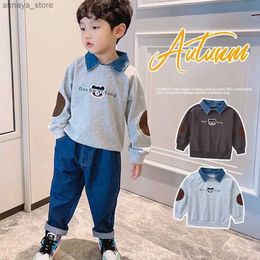 Pullover Baby boy sports shirt childrens cartoon printed hoodie childrens wool thick zipper autumn and winter childrens casual polo shirtL2405