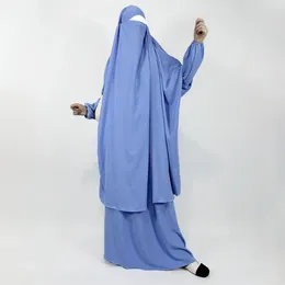 Ethnic Clothing Crepe Jilbab 2 Piece Skirt With Pockets Niqab Strings Plus Size Ramadan Islam Women Abaya Dubai Muslim Hijab Khimar Prayer