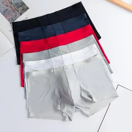 Underpants Men Panties U Convex Mid-rise Elastic Waistline Underwear 3D Cutting Smooth Ice Silk Seamless Shorts Briefs