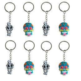 Keychains Lanyards Fluorescent Skl Head Keychain Key Chain For Party Favours Gift Tags Goodie Bag Stuffer Christmas Gifts And Holiday C Otqf3