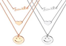 Fashion girl wild love pendant Multilayer titanium steel rose gold ladies necklace clavicle chain 3-GX15891637445