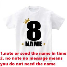 T-shirts Childrens T-shirt Customised Boys T-shirt Girls Clothing Personalised Birthday Age Name Crown Shirt Childrens T-shirt Baby Clothing NumberL2405