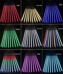 30cm 8 lampsset Doublesided Patch Meteor Shower Lamp Set LED Light Bar Decorative Light Outdoor Waterproof Tube Colored Light3676329