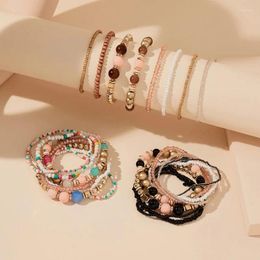Charm Bracelets 8PCs Beaded Layered Bracelet Set For Women Boho Colourful Jewellery Gift