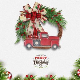 Decorative Flowers Christmas Wreath Artificial Plant Rattan Red Truck Rustic Fall For Front Door Garland Thanksgiving Xmas Hanging Decor