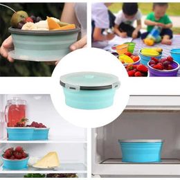 Lunch Boxes Bags 800ml Silicone Inklapbare Bewaarbakjes Voedsel Containers Van Bento Box Portable Picnic Microwavable Crisper Bento Lunch Box