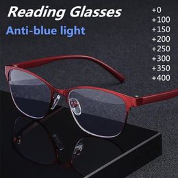 Sunglasses Fashionable Steel Leather Anti-blue Full Frame Reading Glasses Business Computer For Elderly Men And Women 258n