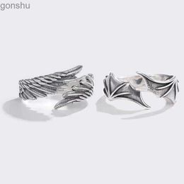 Couple Rings Retro Angel Devils Wings Creative Ring Mens and Womens Punk Gothic Open Ring Handmade Unisex Jewellery Accessories Lover Gift WX