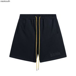 Rhude High end designer shorts for chaopai Spring/Summer New Letter Embroidery Mens and Womens Casual Sports Quick Dry Shorts With 1:1 original labels