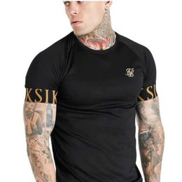 Men's T-Shirts 2022 Sik Silk T-shirt Mens Summer Short Slave Compression T-shirt Mesh Top T Brand Mens Clothing Casual Fashion T-shirt Mens T240508