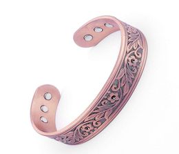 Bangle High Quality Magnetic Red Copper Bracelet Plum Blossom Wide Face Suitable For Unisex Trendy Hand Jewelry2147599