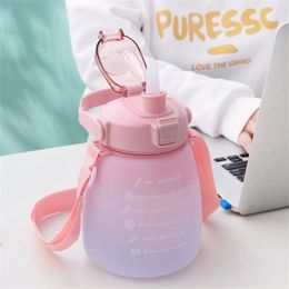 Water Bottles 1300ml Bottle With Straw For Plastic Cute Cup Female Children Summer Outdoor Sports Portable Drinkware