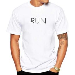 Men's T-Shirts THUB Fashion Simple Letter Casaul Men T-Shirt Hipster Run Printed t shirts Short Slve Tshirts Funny T Y240509