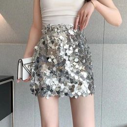 Skirts Trend Fashionable A-Line Sequined Bag Hip Skirt 2024 Women's Clothing Casual Vintage High Waist Slim Mini For Female