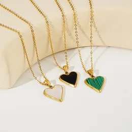 Pendant Necklaces Green Black Heart Dainty Necklace Gold Color Chain Choker For Stainless Steel Lady Fashion Jewelry