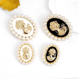 Brooches Fashion Pearl Lady Vintage Cameo Victorian Style Wedding Party For Women Clothing Suit Bag Hat Pin Accesories Jewelry